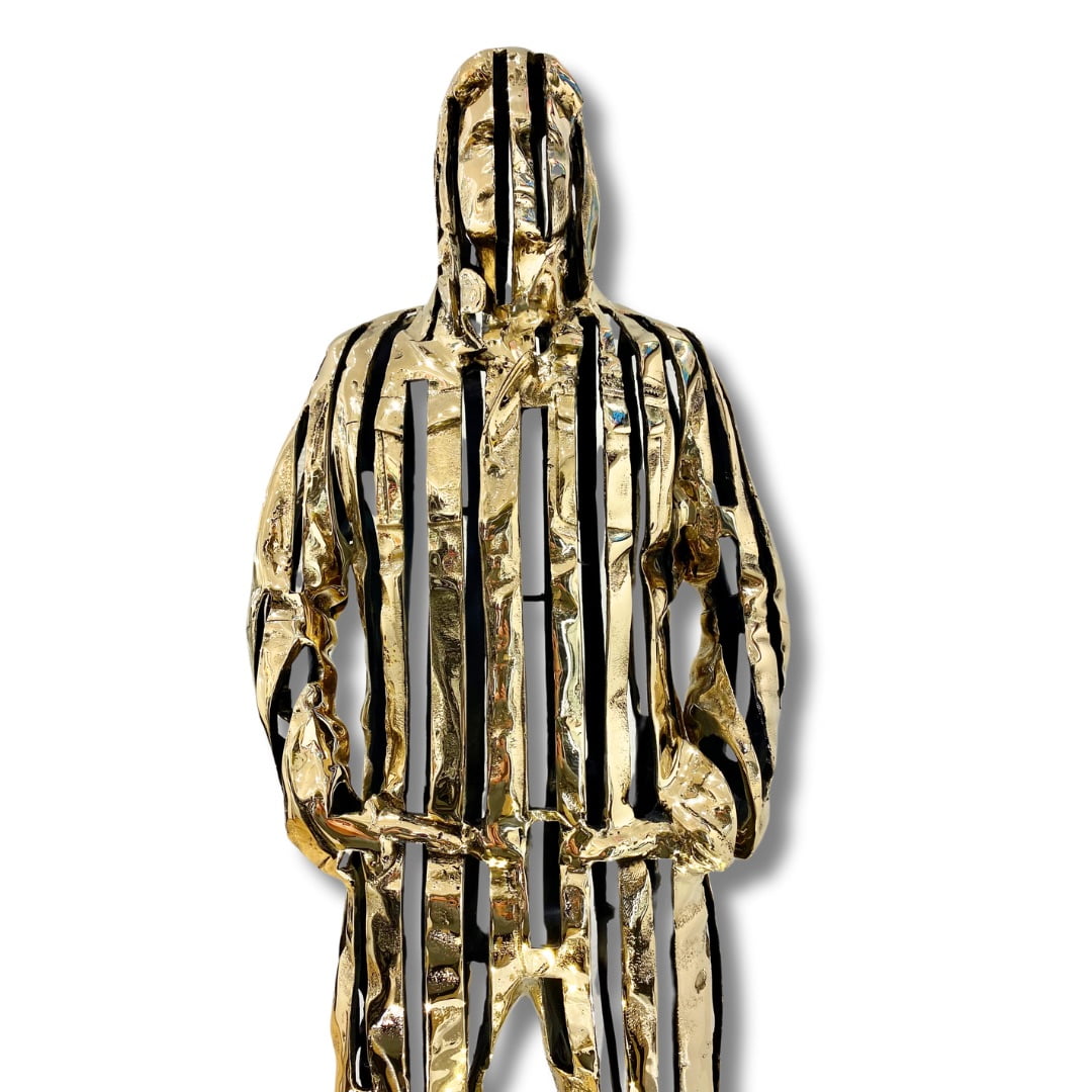 Sculpture man goldy bronze