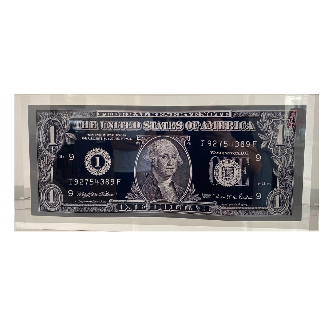 Sculpture One Dollar Inclusion Noir de Karl Lagasse