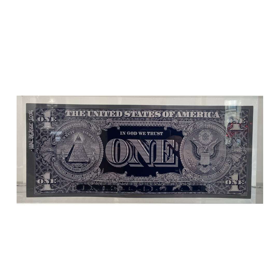 Sculpture One Dollar Inclusion Noir de Karl Lagasse