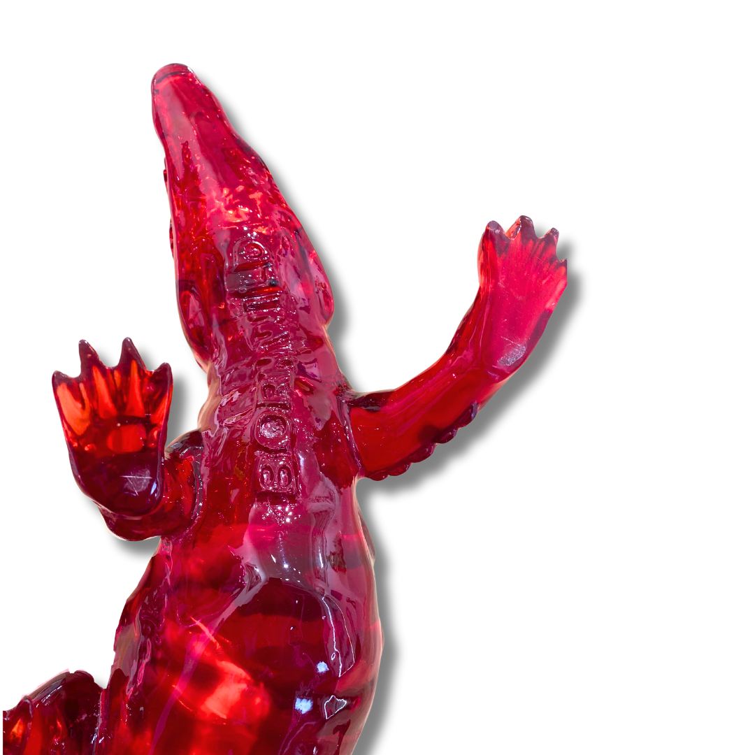 Sculpture crocodile cristal rouge