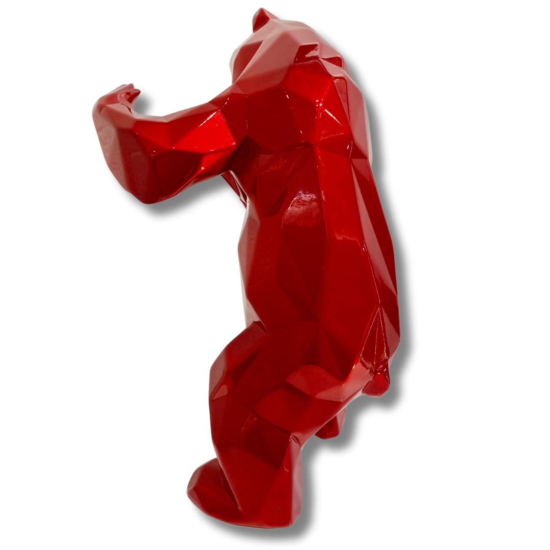 Sculpture ours rouge flamme