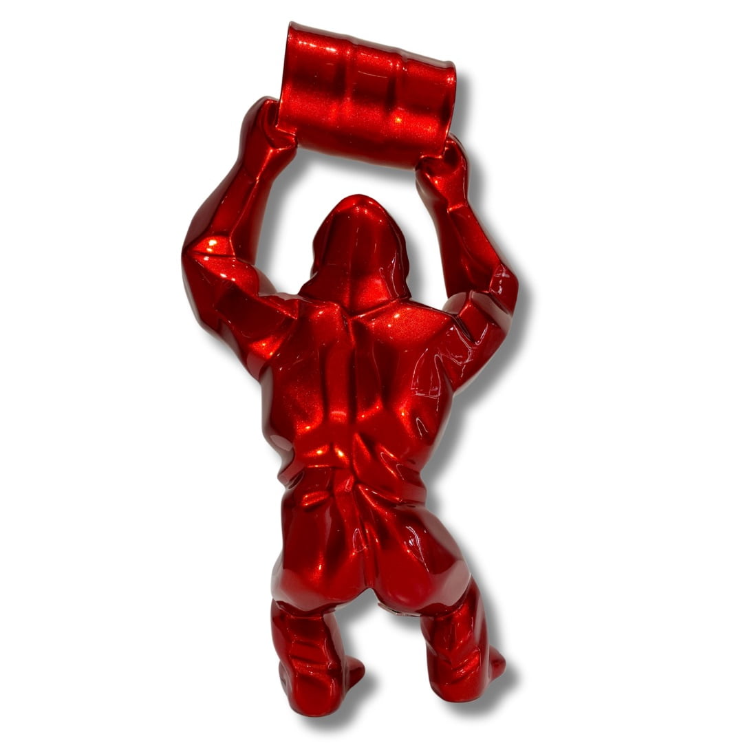 Sculpture Wild Kong baril rouge flamme