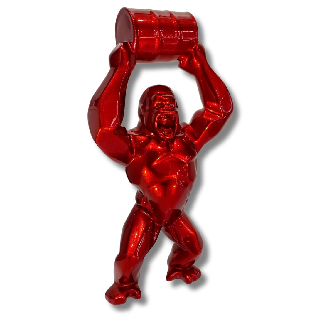 Sculpture Wild Kong baril rouge flamme